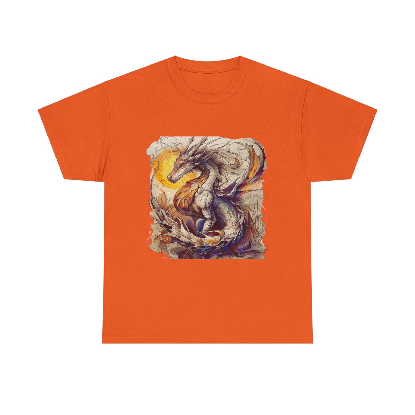 White Light Dragon Graphic Tee - Dragon T-shirt -  Dragon Lovers Unisex Heavy Cotton Tee T-Shirt