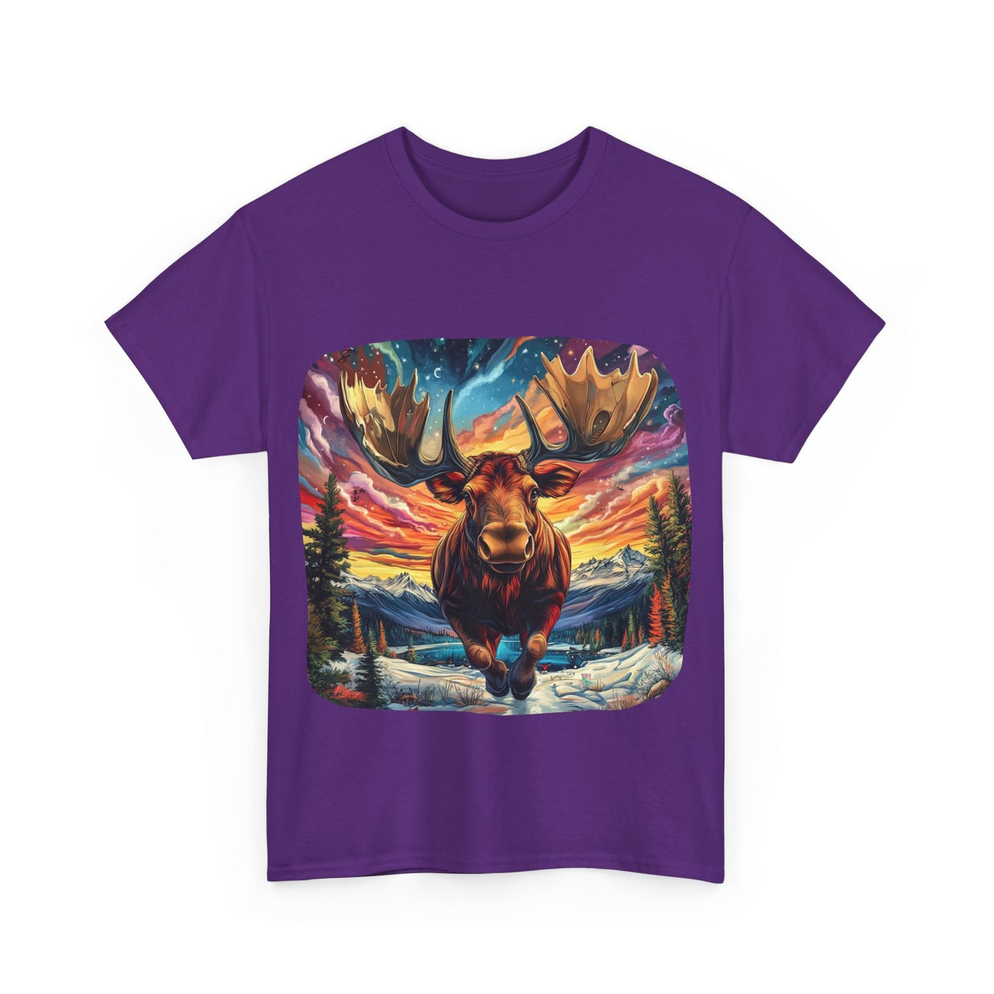 Romping Moose  - Vermont, Yukon, BC Moose - Moose Lover Unisex Heavy Cotton Tee T-Shirt