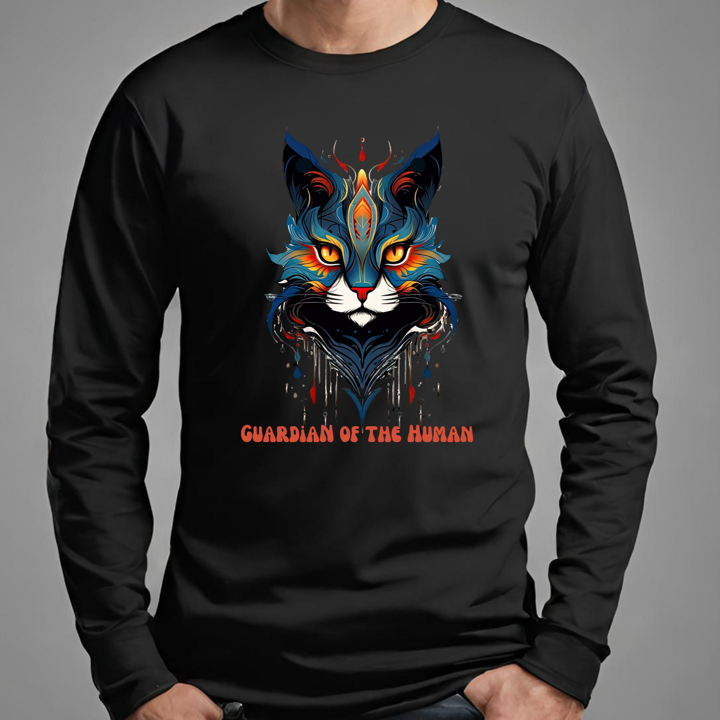 Guardian of the Human - Black Cat Shirt  Cat, Lover's  Gift  Unisex Jersey Long Sleeve Tee Shirt, T-Shirt, Exotic Cat