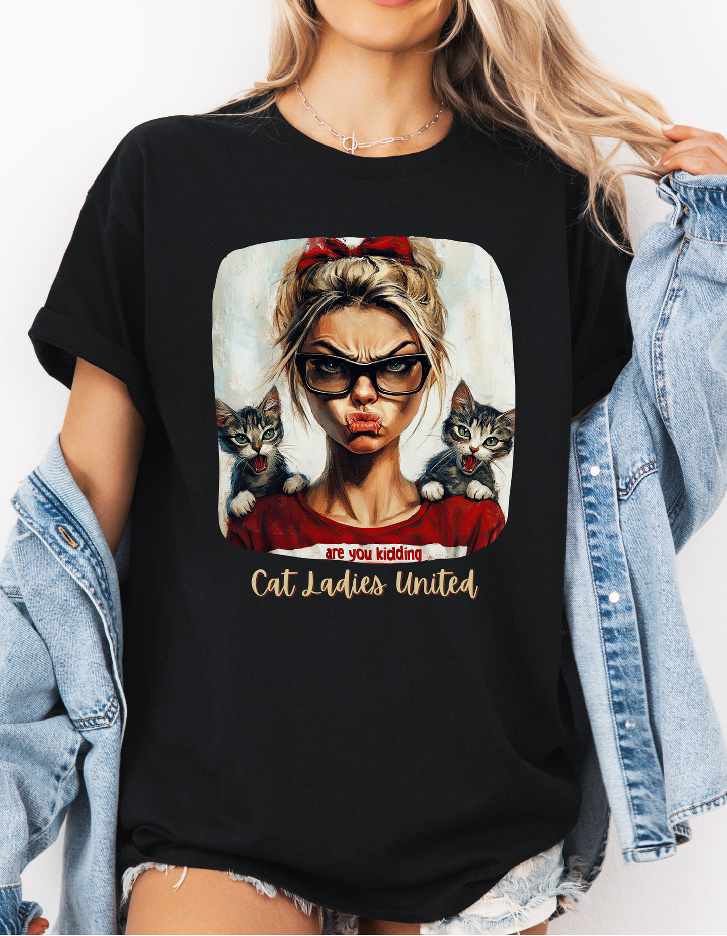 Childless Cat Lady Shirt - "Cats Ladies United" - Say NO to Ignorance - Unisex Heavy Cotton Tee