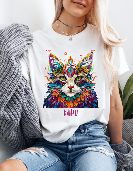 KAHU Cat Shirt, Special Cat Lover's Graphic Tee Graphic Unisex T- Shirt, T-Shirt Cat Lovers Gift  Softstyle T-Shirt Tee Teeshirt Stylized Cat