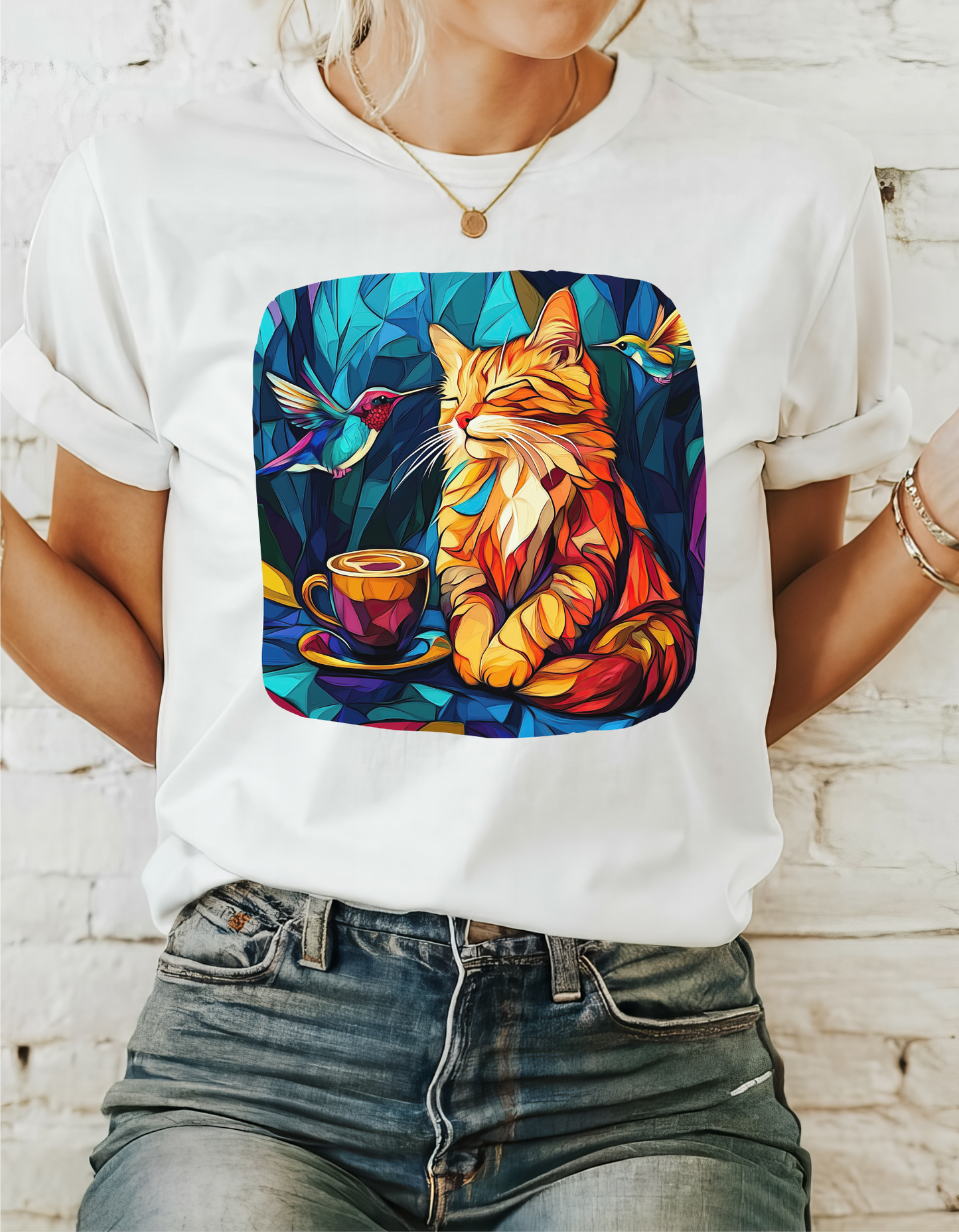 Coffee Cat  (V2) - Cats and Coffee , Tea Shirt - T-shirt Coffee Lover   - Cat Lover Unisex Heavy Cotton Tee T-Shirt