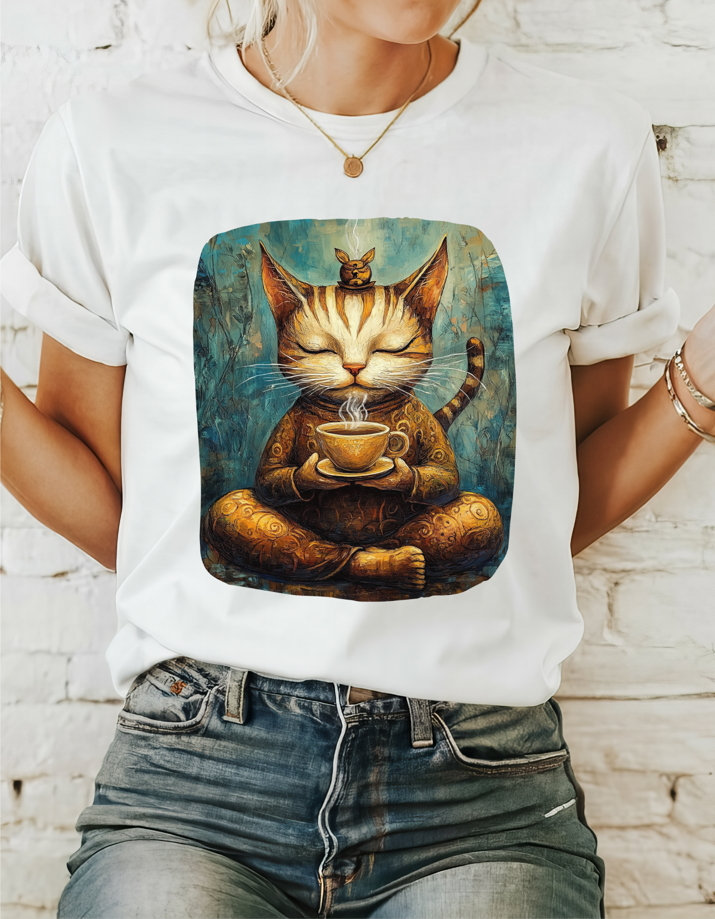 Coffee Cat (Ver 5) - Cats and Coffee , Tea Shirt - T-shirt Coffee Lover   - Cat Lover Unisex Heavy Cotton Tee T-Shirt