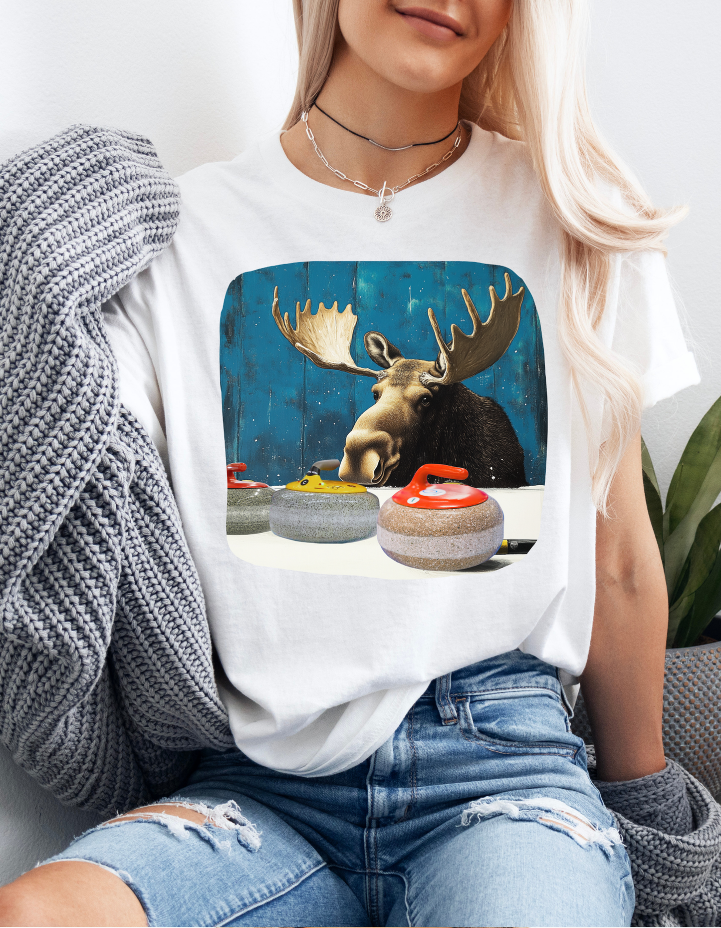 Moose Curling Champion - Moose Lover Unisex Heavy Cotton Tee T-Shirt