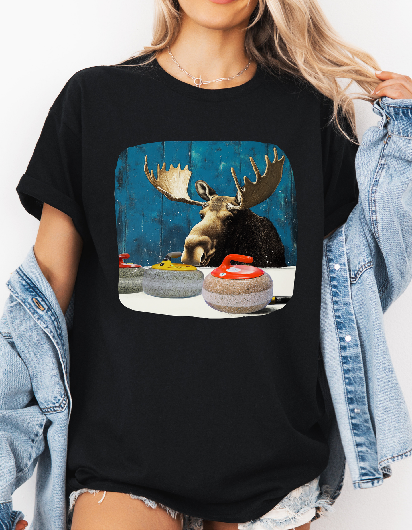 Moose Curling Champion - Moose Lover Unisex Heavy Cotton Tee T-Shirt