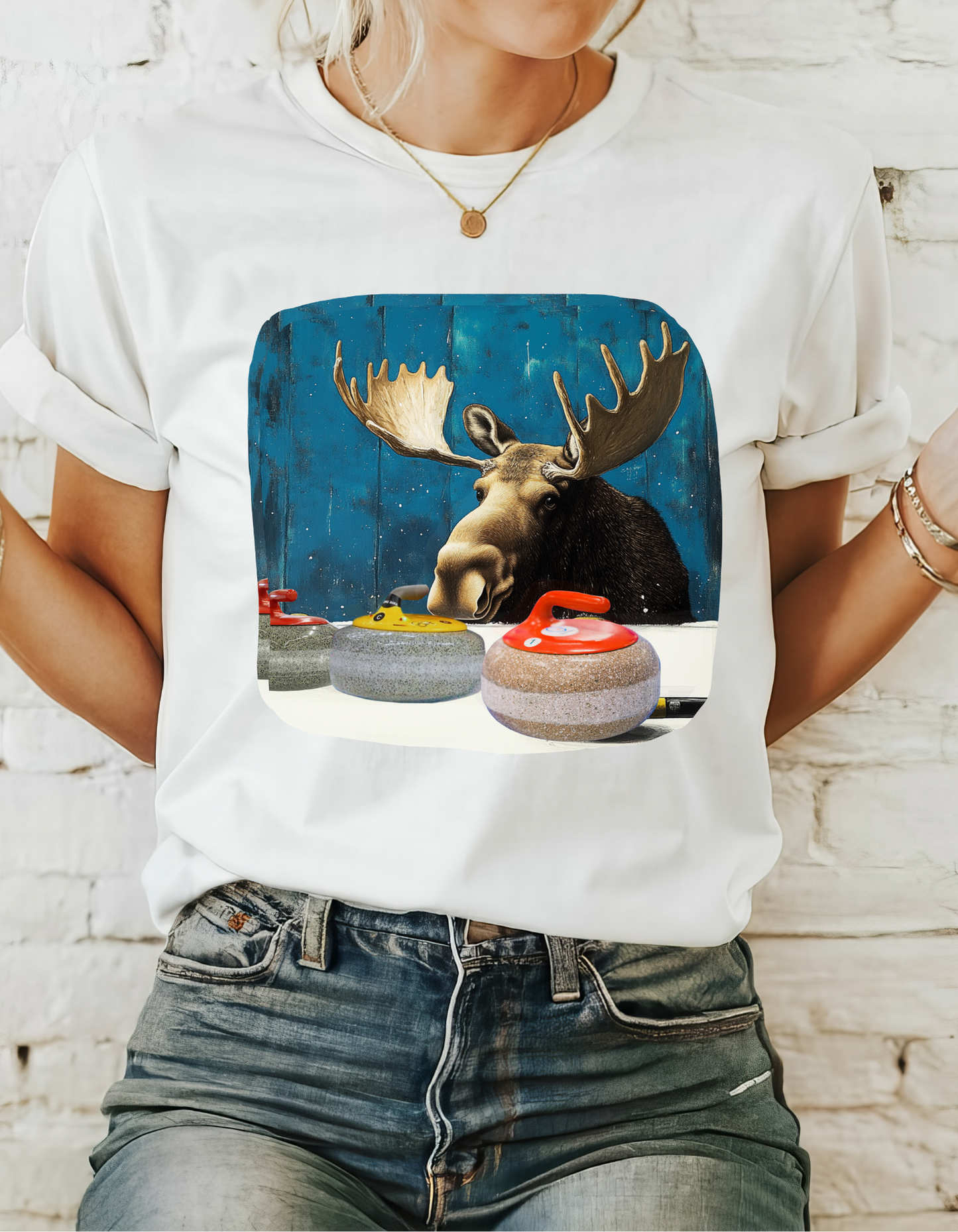 Moose Curling Champion - Moose Lover Unisex Heavy Cotton Tee T-Shirt