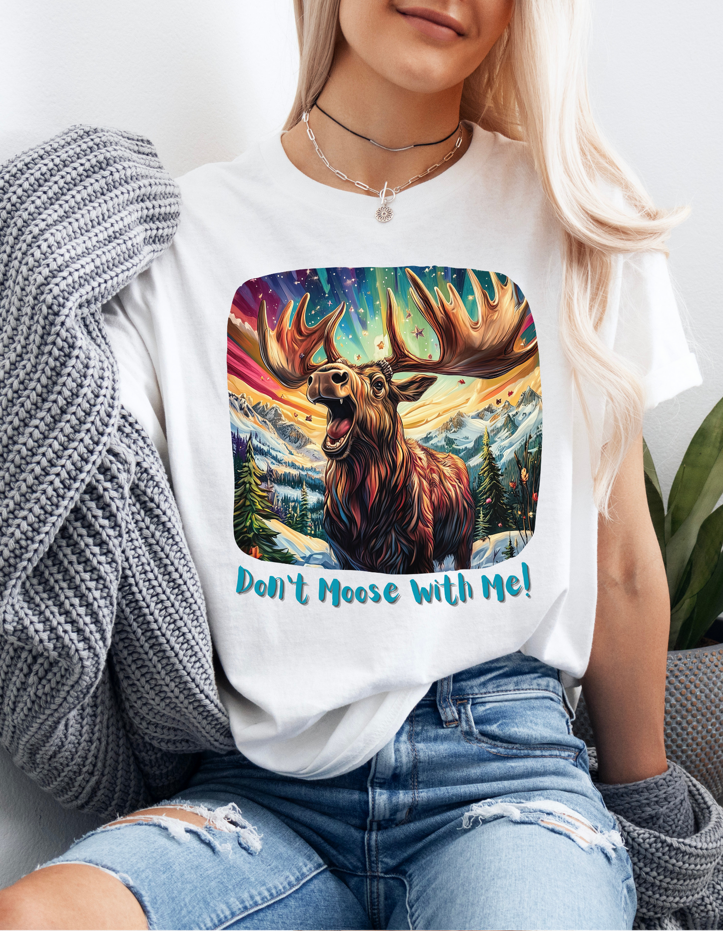 Moose Shirt "Don't Moose With Me"  - Moose Lover Unisex Heavy Cotton Tee T-Shirt