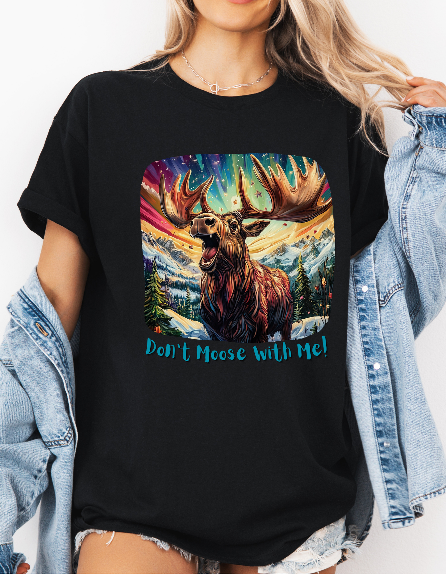 Moose Shirt "Don't Moose With Me"  - Moose Lover Unisex Heavy Cotton Tee T-Shirt