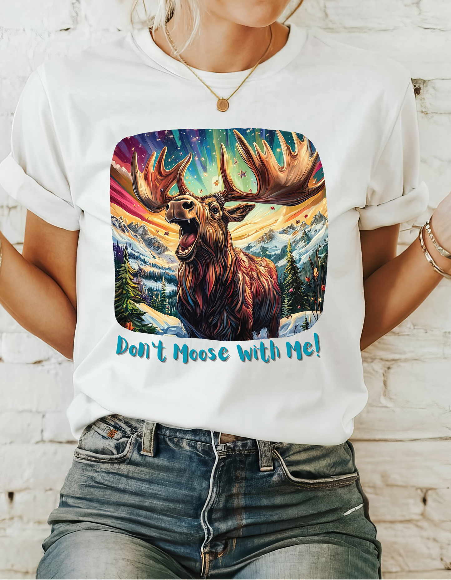 Moose Shirt "Don't Moose With Me"  - Moose Lover Unisex Heavy Cotton Tee T-Shirt