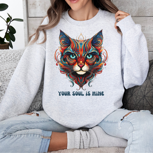 Your Soul is Mine Cat Sweatshirt, Cat Lovers Gift, Kitty Cat Christmas Shirt Unisex Sweatshirt Sweat Shirt, Many Colors