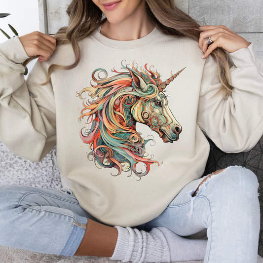 Colorful Unicorn Shirt, Muted Candy Carousel Color Unicorn Christmas Gift, Unisex Shirt,  Long Sleeve  Sweatshirt Sweat Shirt,  Many Colors