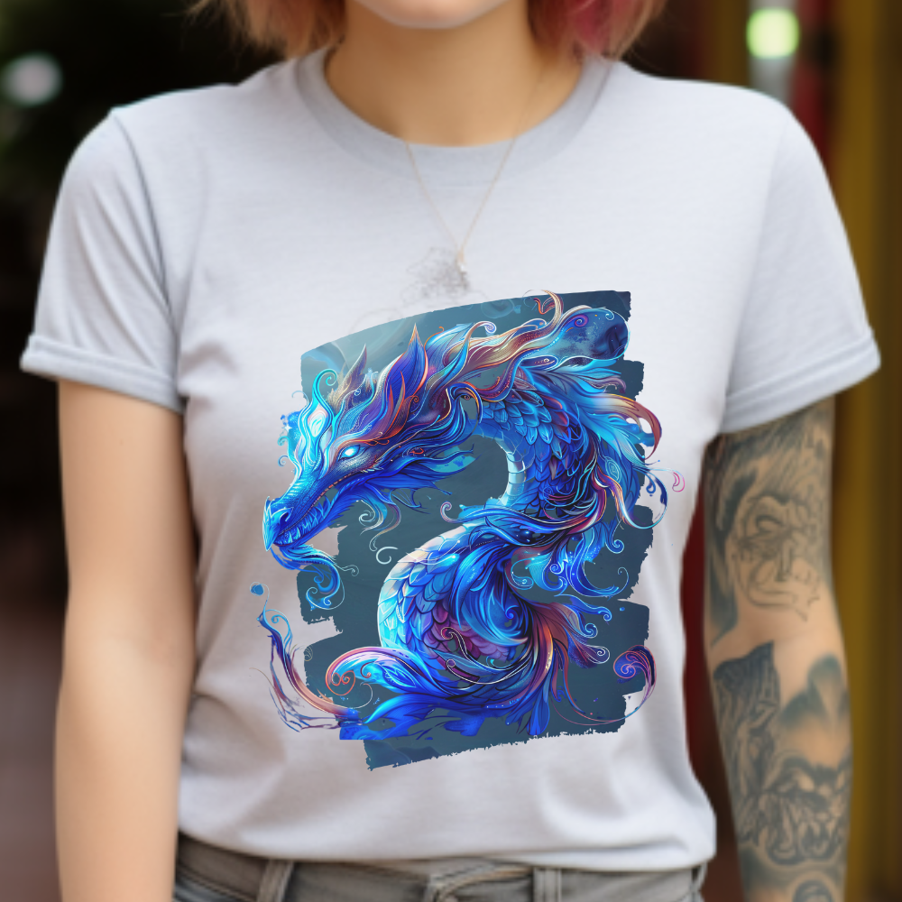 Blue Ancestor Dragons Graphic Tee - Dragons T-shirt -  Dragon Lovers Unisex Heavy Cotton Tee T-Shirt