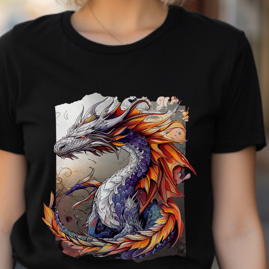 Purple Ancestor Dragon Graphic Tee - Dragon T-shirt -  Dragon Lovers Unisex Heavy Cotton Tee T-Shirt