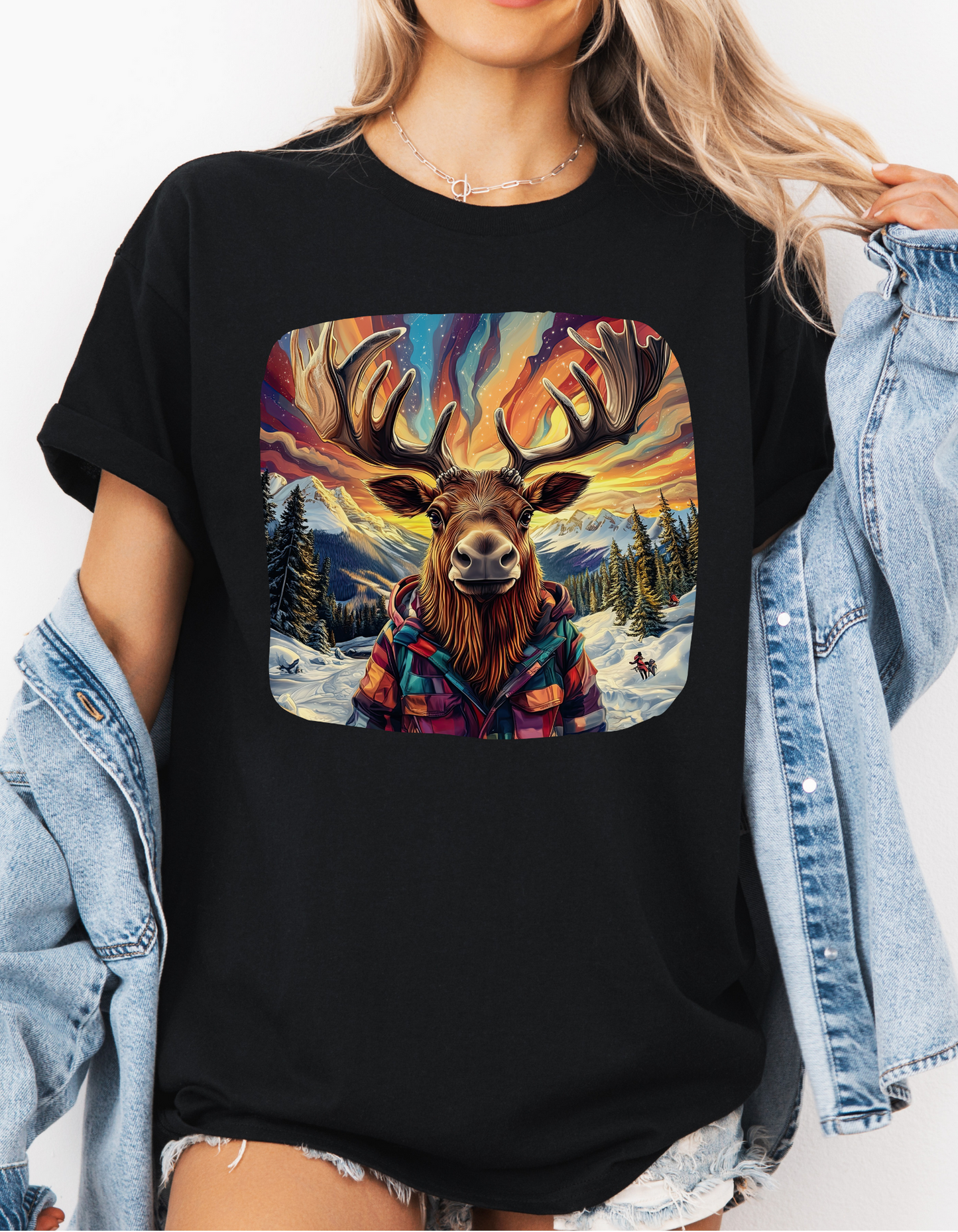 Maker Moose, Hippy Hippie, Boho Moose Vermont Moose - Moose Lover Unisex Heavy Cotton Tee T-Shirt