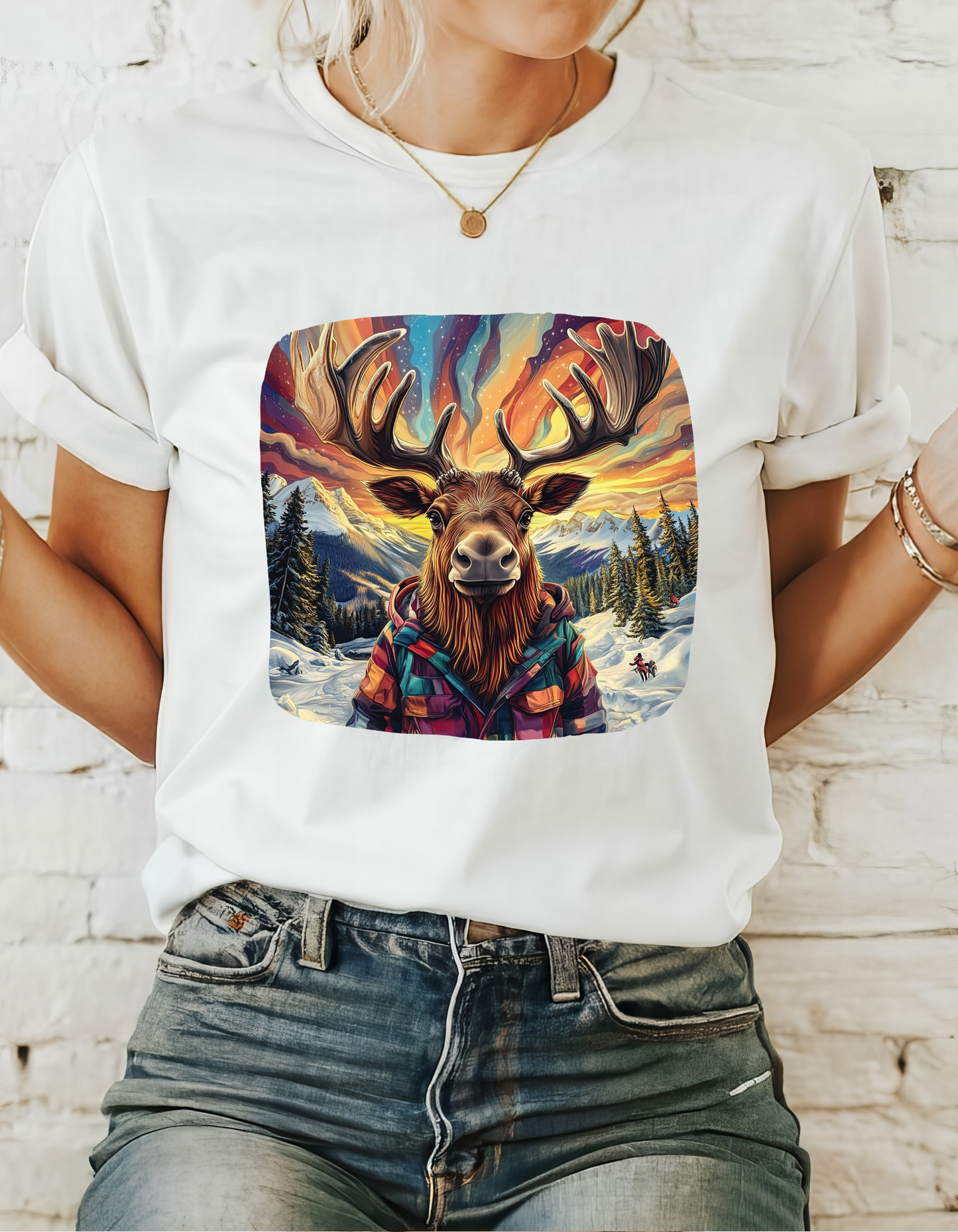 Maker Moose, Hippy Hippie, Boho Moose Vermont Moose - Moose Lover Unisex Heavy Cotton Tee T-Shirt