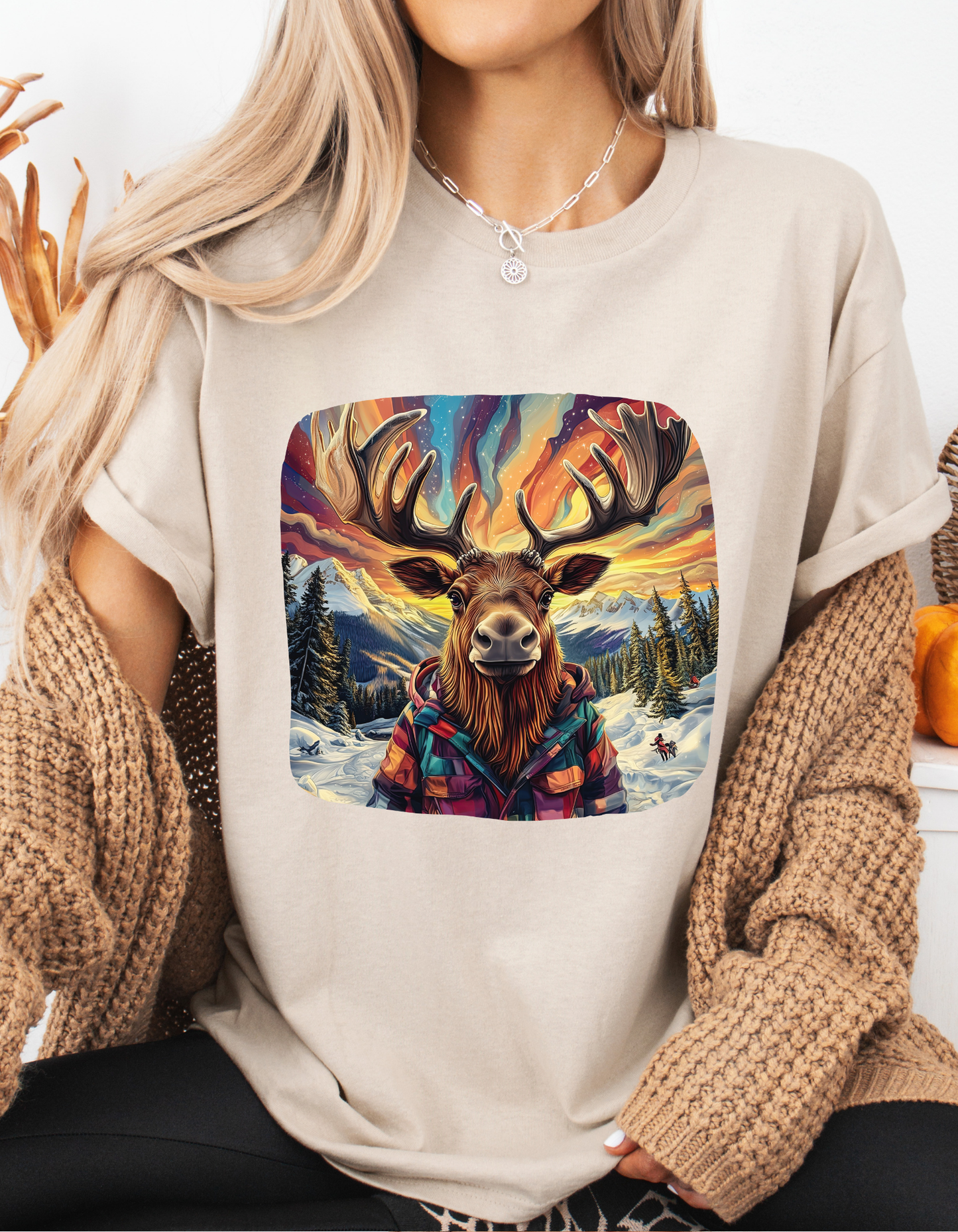 Maker Moose, Hippy Hippie, Boho Moose Vermont Moose - Moose Lover Unisex Heavy Cotton Tee T-Shirt