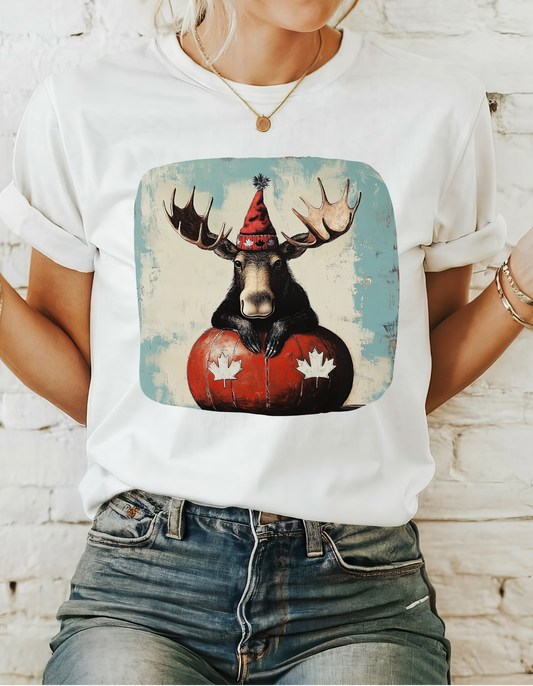 Maple Leaf Moose  - Yukon, BC Canadian Moose - Moose Lover Unisex Heavy Cotton Tee T-Shirt