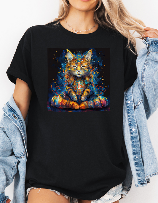 Zen Cat, Chill -  Meditating Cat Shirt, Cat Lover's Graphic Tee Graphic Unisex T- Shirt, T-Shirt Cat Lovers Gift  Softstyle T-Shirt Tee Teeshirt Stylized Cat