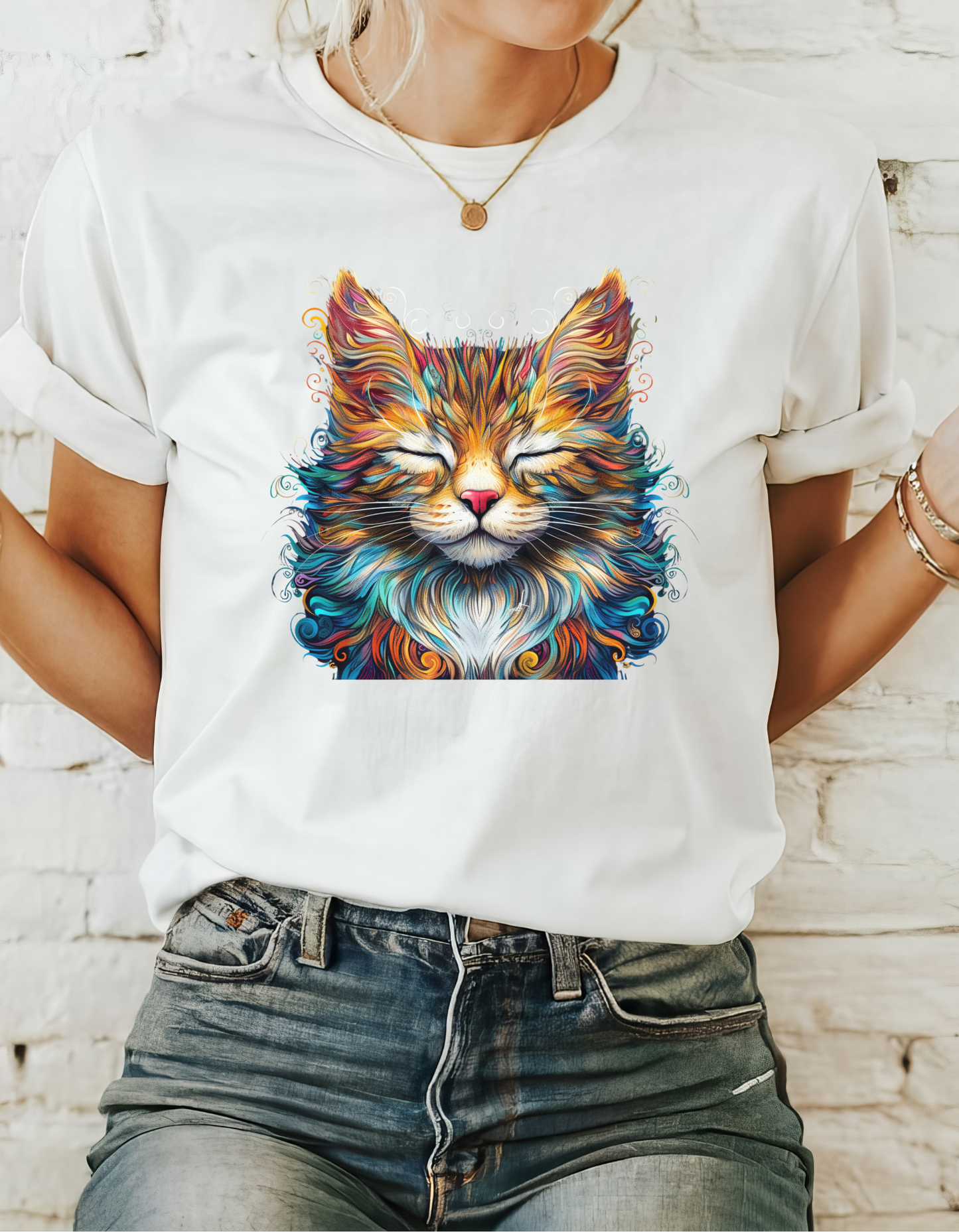 Chill Vibe Meditating Cat Shirt, Cat Lover's Graphic Tee Graphic Unisex T- Shirt, T-Shirt Cat Lovers Gift  Softstyle T-Shirt Tee Teeshirt Stylized Cat