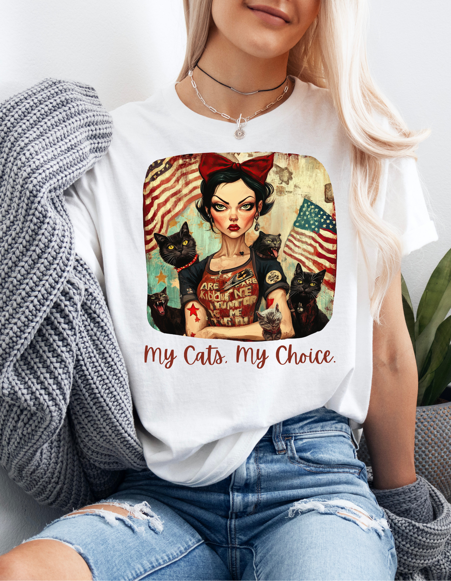 Childless Cat Lady Shirt - "My Cats My Choice" -  Say NO to Ignorance- Unisex Heavy Cotton Tee