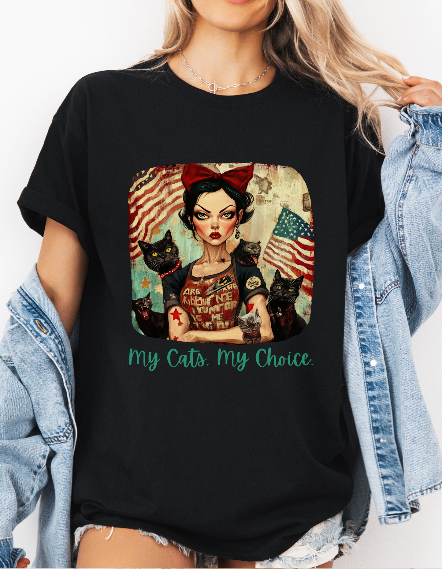 Childless Cat Lady Shirt - "My Cats My Choice" -  Say NO to Ignorance- Unisex Heavy Cotton Tee