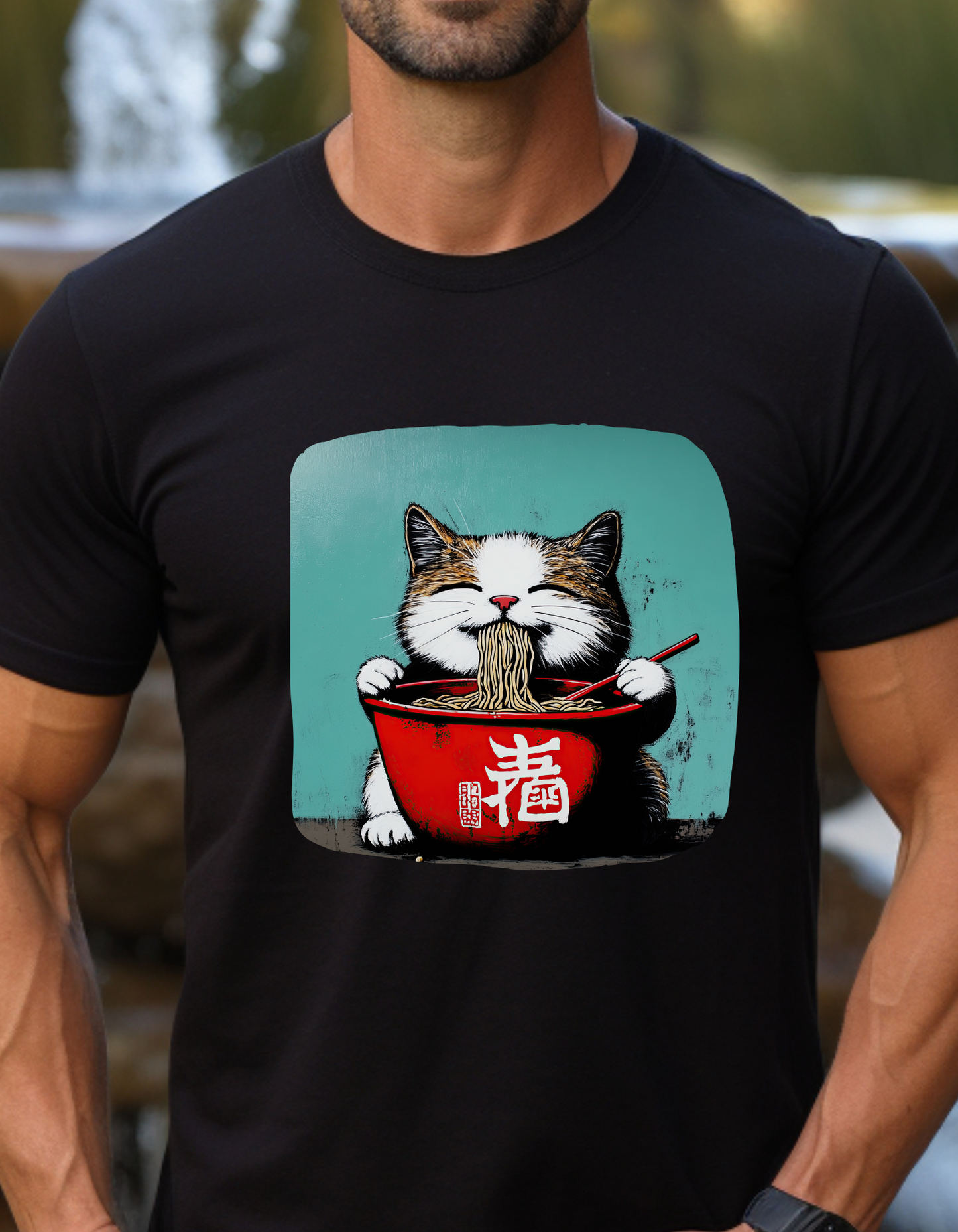 Ramen Cat, Cats and Ramen, Ramen Art Gift   -  Cute Cats Unisex Heavy Cotton Tee T-Shirt