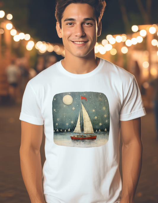 Christmas Nautical, Sailing Lover's Christmas Gift  Unisex Tee Shirt, T-Shirt Sailing  Gift  Softstyle T-Shirt Tee Teeshirt Nautical Florida