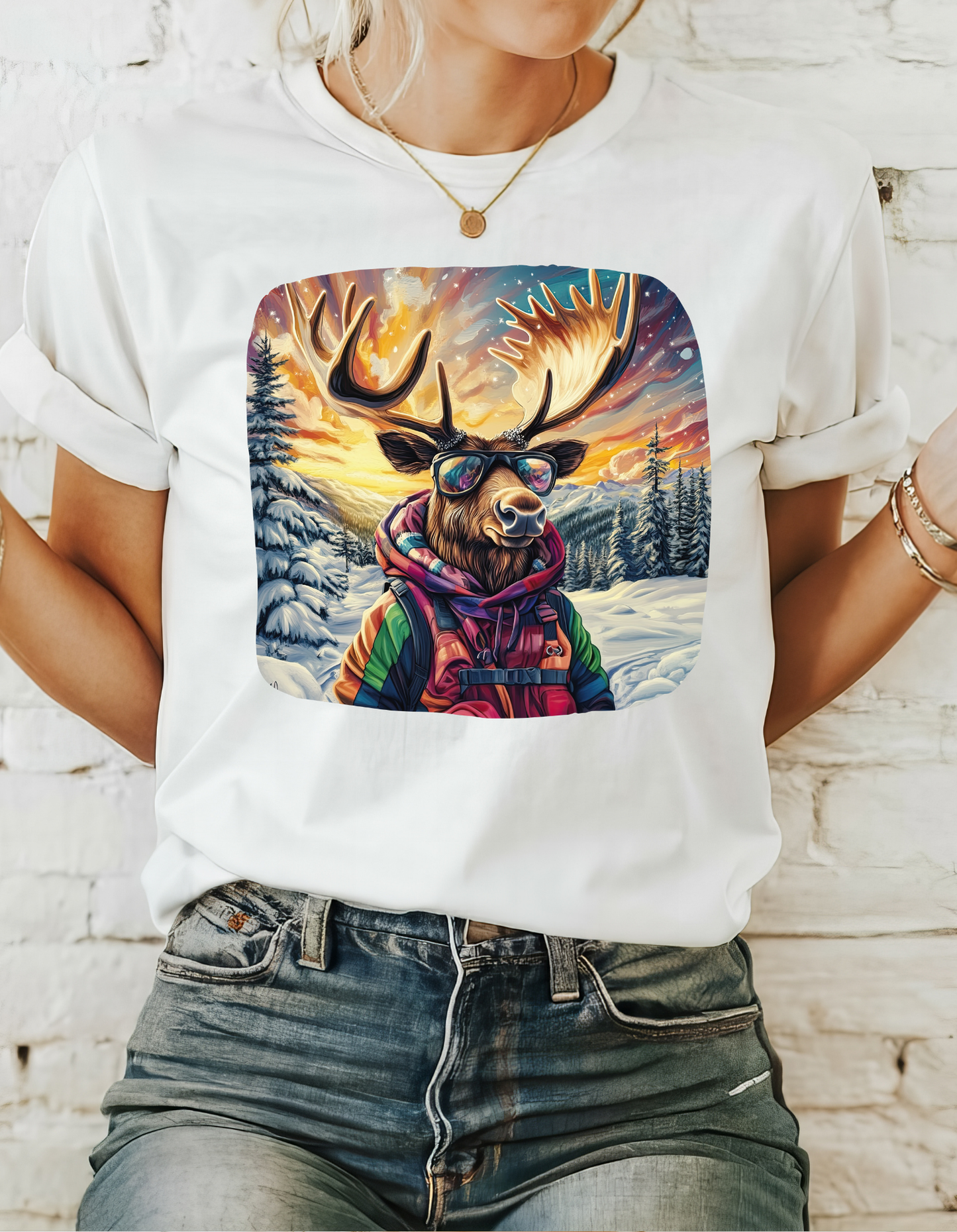 Maker Moose (Ver 2), Hippy Hippie, Boho Moose Vermont Moose - Moose Lover Unisex Heavy Cotton Tee T-Shirt