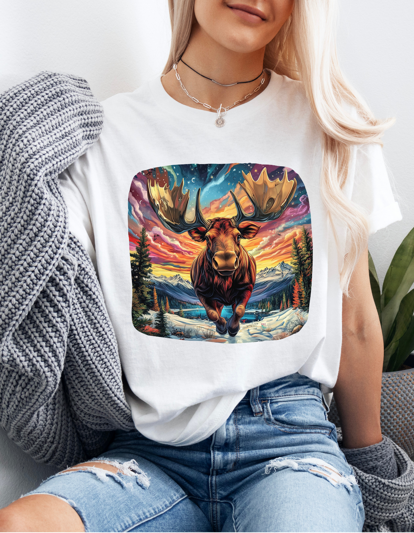 Romping Moose  - Vermont, Yukon, BC Moose - Moose Lover Unisex Heavy Cotton Tee T-Shirt