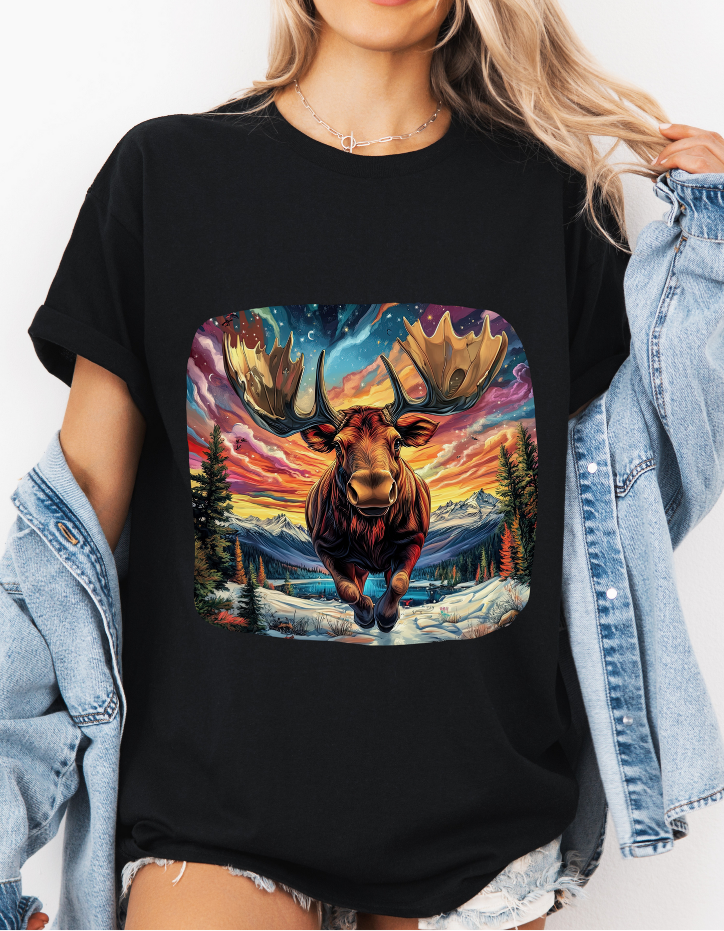 Romping Moose  - Vermont, Yukon, BC Moose - Moose Lover Unisex Heavy Cotton Tee T-Shirt