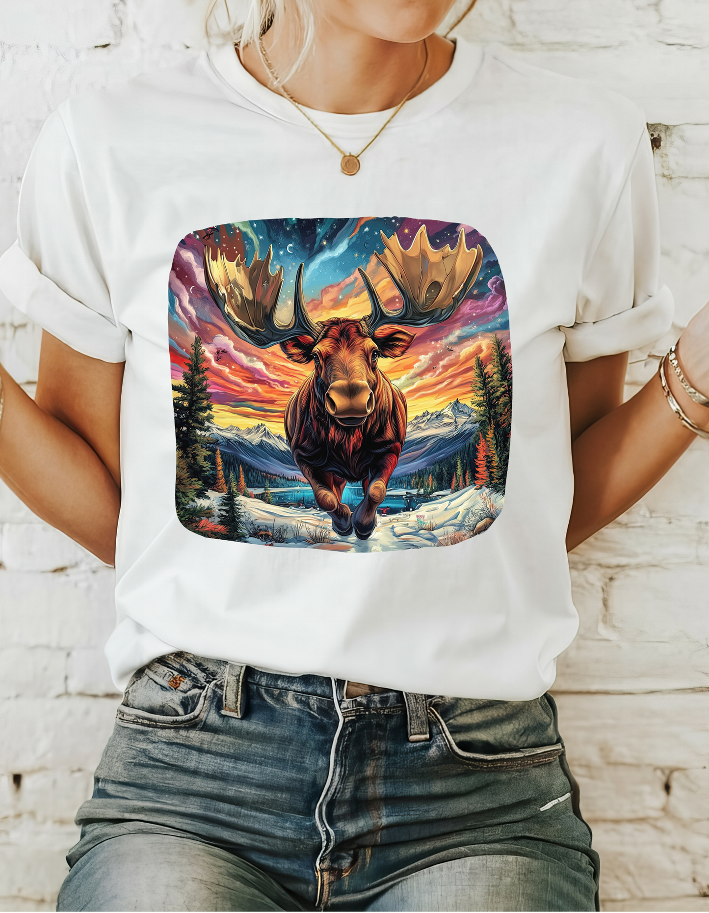 Romping Moose  - Vermont, Yukon, BC Moose - Moose Lover Unisex Heavy Cotton Tee T-Shirt