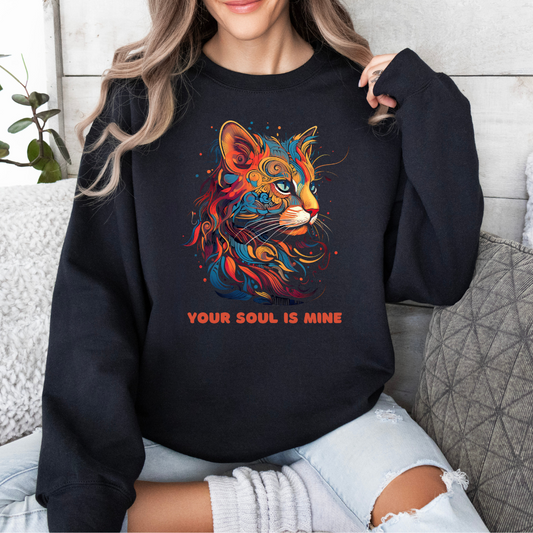 Your Soul is Mine Cat Sweatshirt, Cat Lovers Gift, Cat Shirt Unisex Sweatshirt Sweat Shirt, Dark Colors