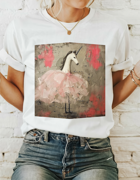 Ballerina Unicorns (Ver 4) Unicorn Lovers Graphic Tee Unisex Heavy Cotton Tee T-Shirt