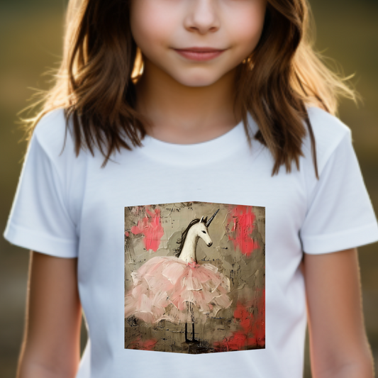 Pink Ballerina Shirt - Ballerina Unicorn  Graphic Tee- Kids  Graphic Tee - Pink Unicorn Design for Young Adventurers and Ballerina Dancers