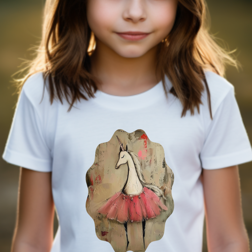 Ballerina Unicorn  Graphic Tee- Kids  Graphic Tee - Pink Unicorn Design for Young Adventurers and Ballerina Dancers
