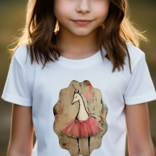 Ballerina Unicorn  Graphic Tee- Kids  Graphic Tee - Pink Unicorn Design for Young Adventurers and Ballerina Dancers