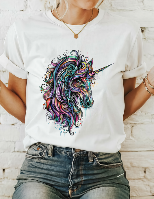 Dark Carousel Unicorn Head - Unicorn Lovers Graphic Tee Unisex Heavy Cotton Tee T-Shirt