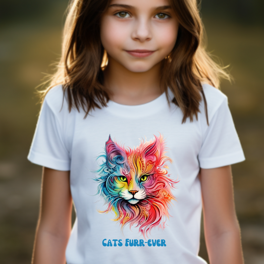 Cats Furr- Ever- Kids Cat Graphic Tee - Vibrant Cute Cat Design for Young Cat Lovers