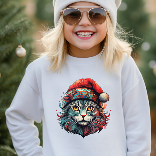 Christmas Cats in Santa Hats-  Cats in Santa Hats Kids Sweatshirt - Adorable Youth Crewneck Sweatshirt -Christmas Cat Gift