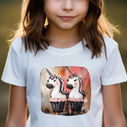 Kids Unicorn Cupcake Graphic Tee- Kids  Graphic Tee - Pink Unicorn Design for Young Adventurers