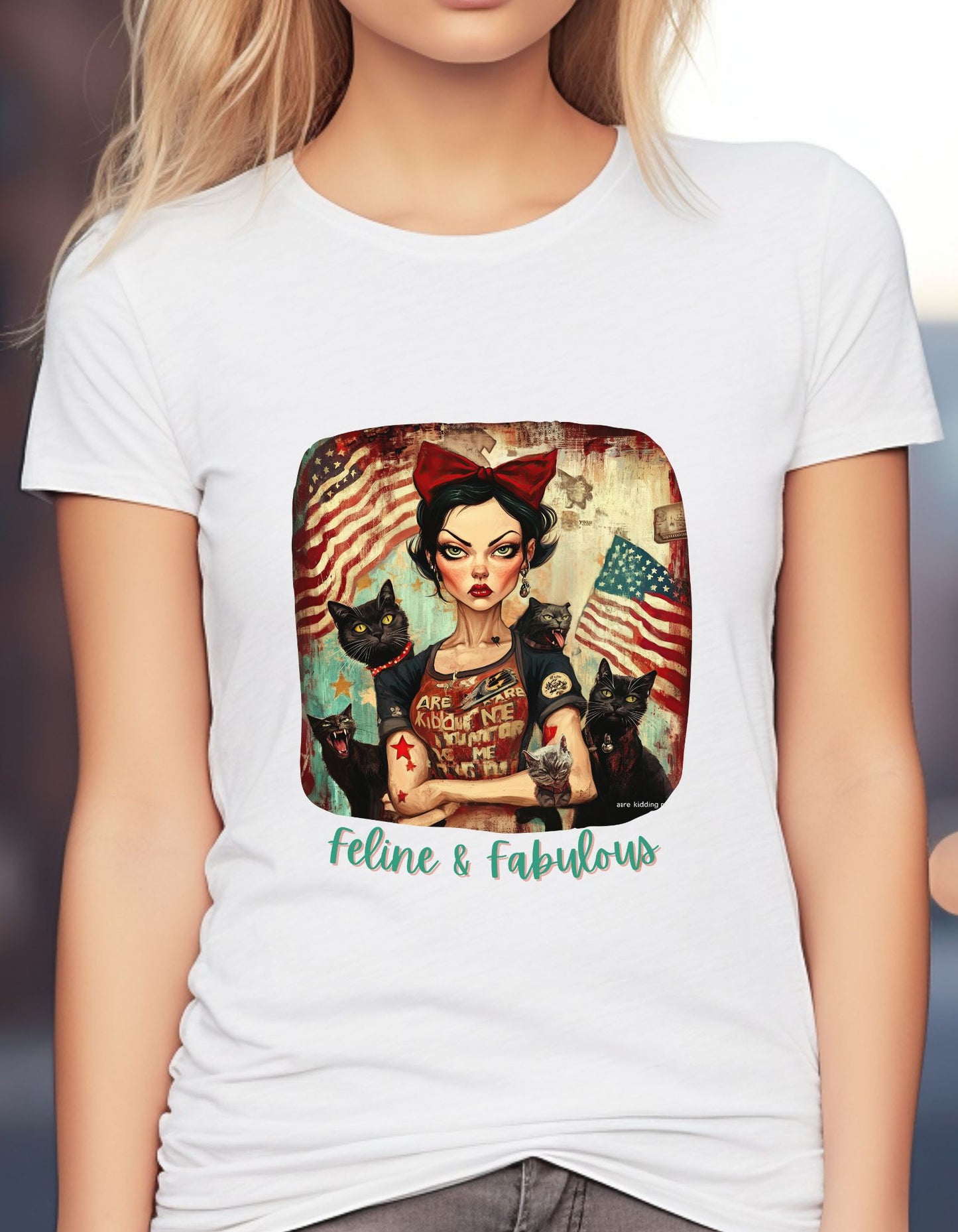 Childless Cat Lady Shirt - "Feline and Fabulous" - , Ladies Cut T's,