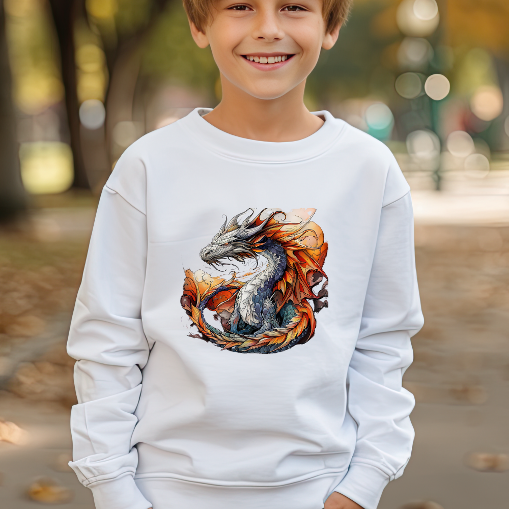 Fire Dragon Kids Sweatshirt -  Kids Boys Youth Crewneck Sweatshirt -Dragon Lover Gift