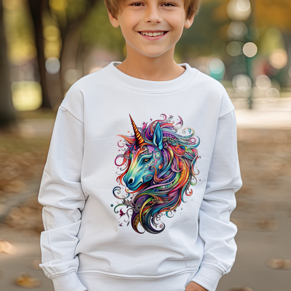 Rainbow Colors Unicorn Gifts, Unicorn Lovers, Kids, Girls, Boys Youth Crewneck Sweatshirt Magic Birthday