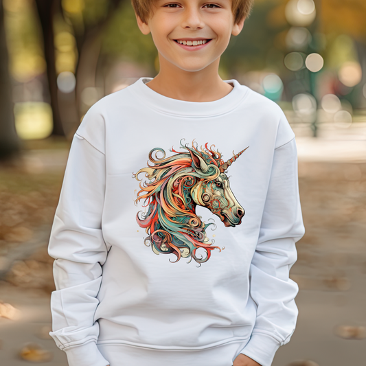 Candy Colors Unicorn Gifts, Unicorn Lovers, Kids, Girls, Boys Youth Crewneck Sweatshirt Magic Birthday