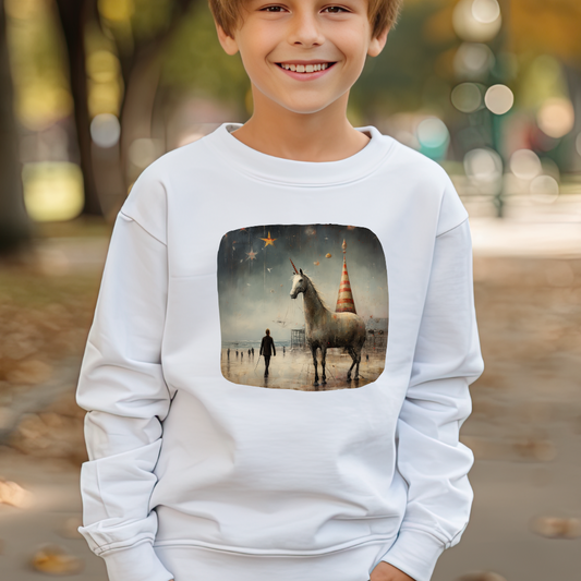 Whimsical Christmas Colors Unicorn Kids Unicorn Lovers, Kids, Girls, Boys Youth Crewneck Sweatshirt Magic White Unicorn