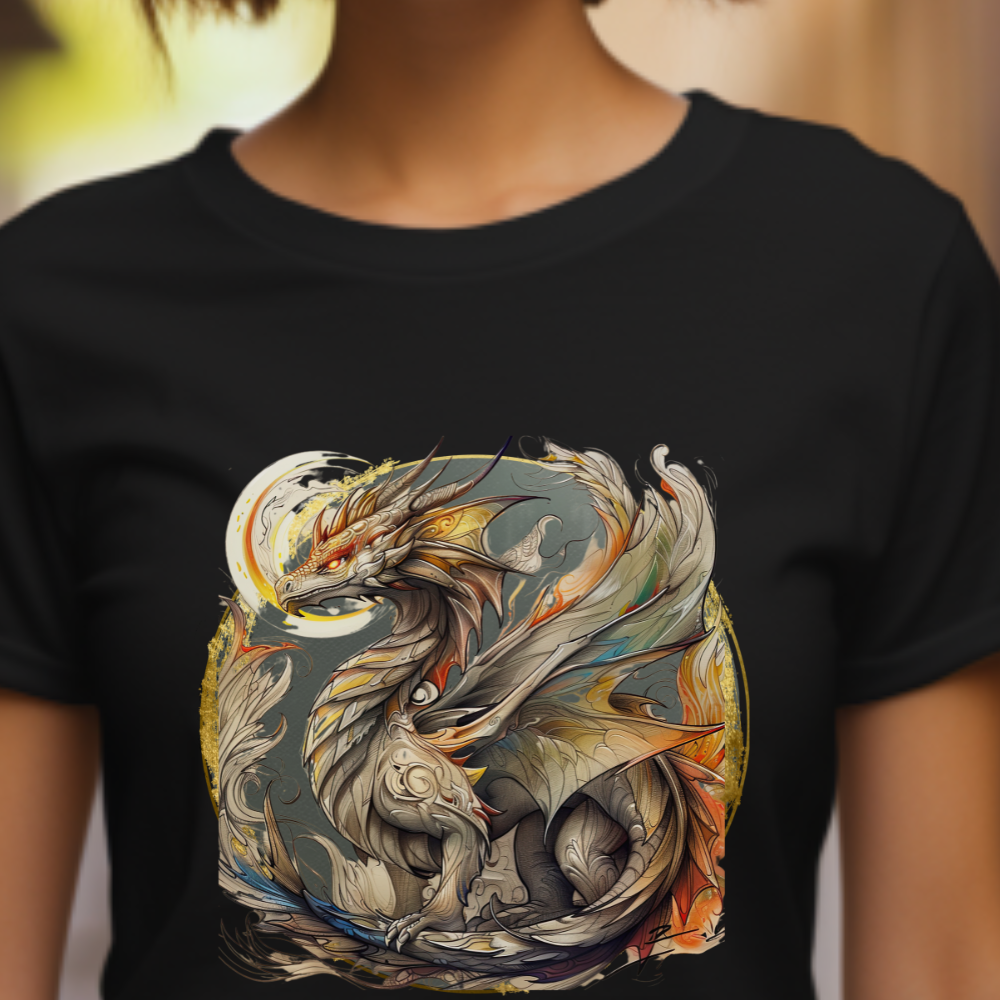 Stoney Gray Ancient Dragon Graphic Tee - Dragon T-shirt -  Dragon Lovers Unisex Heavy Cotton Tee T-Shirt