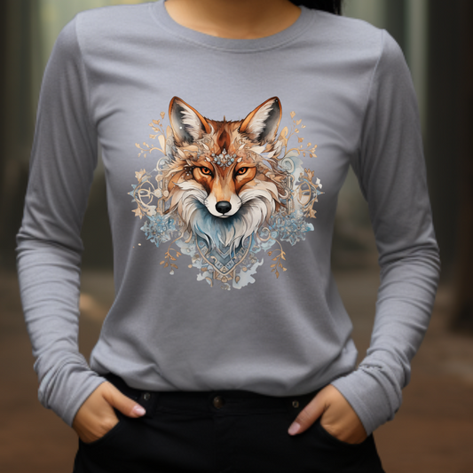 Red Fox Winter Fox, Long Sleeve Holiday Shirt Fox  Christmas Gift  Unisex Jersey Long Sleeve Tee Shirt, T-Shirt,