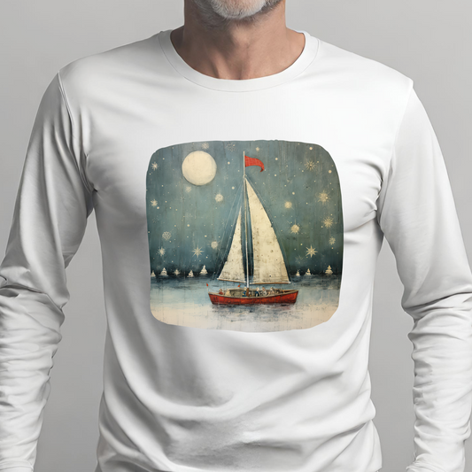 Nautical Sailing NIght Sailing Long Sleeve Shirt  Sailor Gift  Unisex Jersey Long Sleeve Tee Shirt, T-Shirt, Boat, Florida Holiday