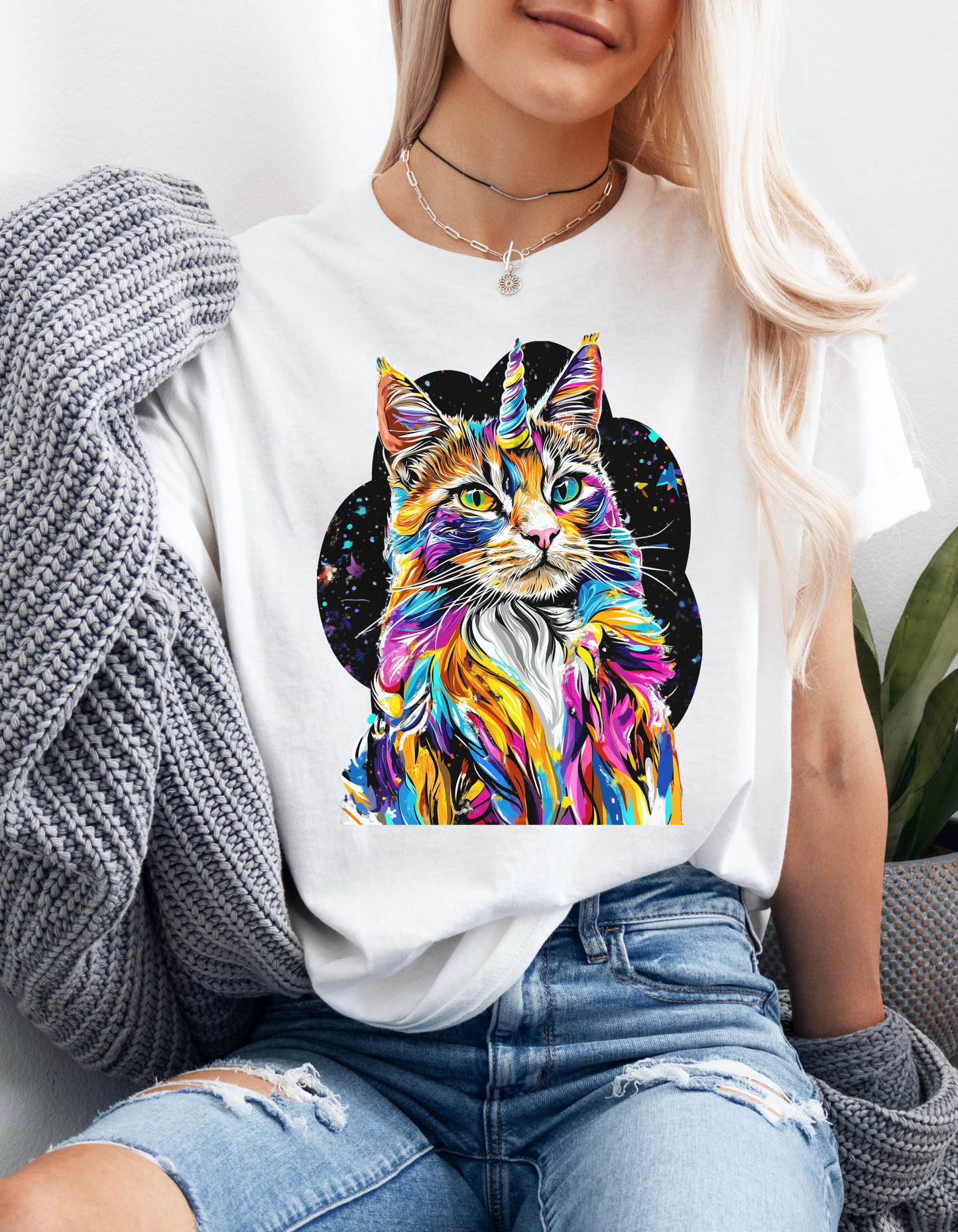 Very Serious Unicorn Cat Graphic Tee -  Cat Unicorn Mythical Creature Gift Unisex Heavy Cotton Tee T-Shirt