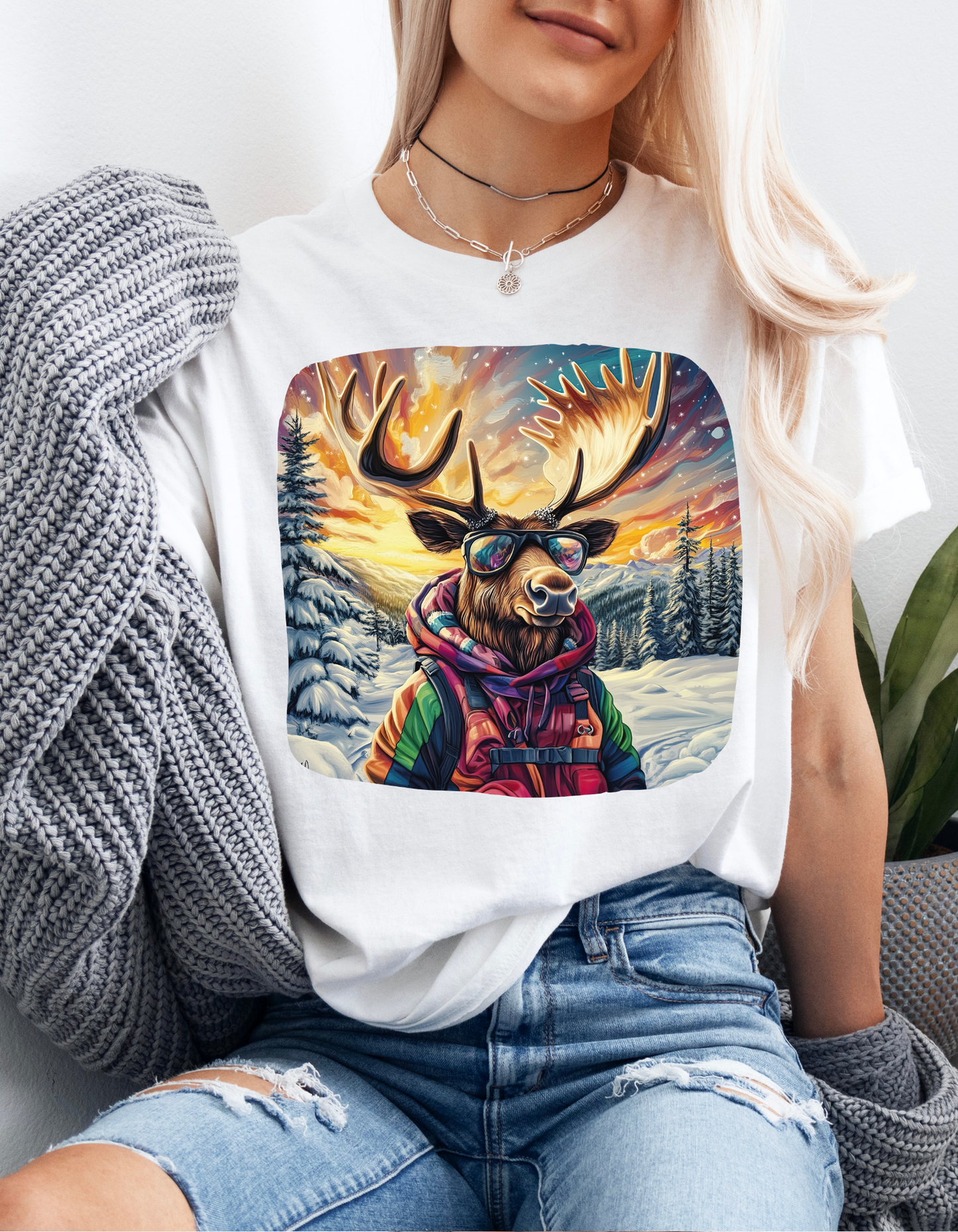 Maker Moose (Ver 2), Hippy Hippie, Boho Moose Vermont Moose - Moose Lover Unisex Heavy Cotton Tee T-Shirt